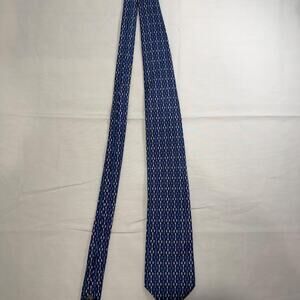 Emanuel Ungaro Blue Tie with White Geometric Pattern
